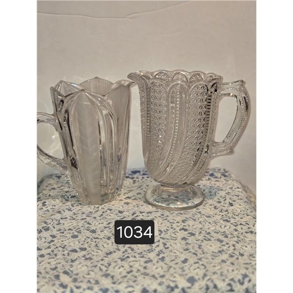 1034 Vintage Water or Juice Pitchers 1 is Atlas 1 is Crystal Clear Industries Novelette Frosted Tuli
