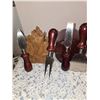 Image 2 : 1050 Vintage Casa Elite Cheese Slicers in Holder: Carved Maple Leaf Napkin Holder