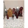 Image 3 : 1050 Vintage Casa Elite Cheese Slicers in Holder: Carved Maple Leaf Napkin Holder