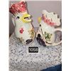 Image 1 : 1058 2 Vintage Hand Painted Chicken Pitchers. No Flaws.