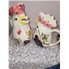 Image 2 : 1058 2 Vintage Hand Painted Chicken Pitchers. No Flaws.