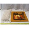 Image 1 : Boho Macrame Throw Pillow and MCM Ship Crewel Artwork.
