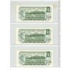 Image 2 : 1973 Sheet of 3 Canadian One Dollar Bank Notes in Sequence.