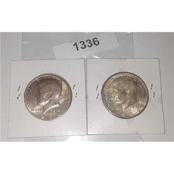 2 – 1964 KENNEDY US SILVER 50 CENT PIECES