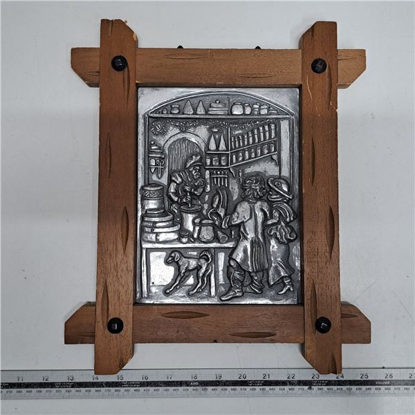 antique plasti and wood picture(made in west germany)