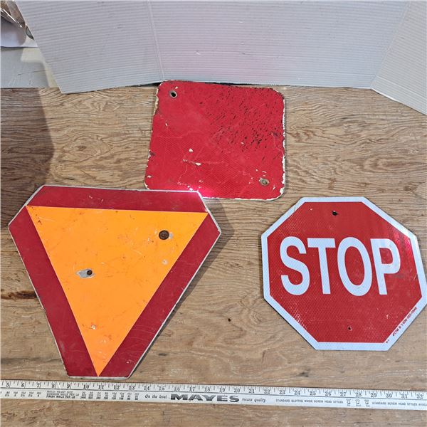 stop sign, yield sign and other sign