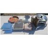 Image 1 : Vareity Collection of listed items (Plates, Bowls, Oven mitts, Electric Skillet, Mirors, Salt & Pepp