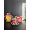 Image 1 : Three pieces of apple-themed ceramics (including tea pot and biscuit holder). Great condition, but c
