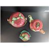 Image 4 : Three pieces of apple-themed ceramics (including tea pot and biscuit holder). Great condition, but c
