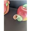 Image 5 : Three pieces of apple-themed ceramics (including tea pot and biscuit holder). Great condition, but c