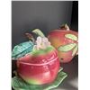 Image 6 : Three pieces of apple-themed ceramics (including tea pot and biscuit holder). Great condition, but c