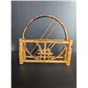 Image 3 : Robust wood coil basket and tiger cane bamboo desk filer / letter stand.