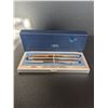 Image 1 : Vintage Cross chrome pen and pencil set. With law society logo. Never used.