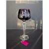 Image 1 : Cut crystal Bohemian Czech wine cup with grapes.