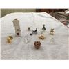 Image 13 : Glass and brass miniature house with mostly crystal and other knickknacks.