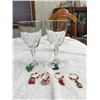 Image 2 : Two crystal wine glasses + wine accessories: an aerator, 2 stoppers (1 pewter) + 6 glass identifiers