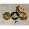Image 1 : 1992 Parliament Loonies, 1993 Loonie and 2022 black ringed Toonie