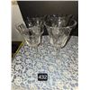 Image 2 : 32.  4 Etched Crystal Stem Glasses
