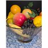 Image 3 : 36. Basket with florals in a brass pot: Fruit Bowl filled with plastic fruit