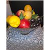 Image 5 : 36. Basket with florals in a brass pot: Fruit Bowl filled with plastic fruit