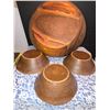 Image 4 : 38. Large Wood Salad Bowl with 3 Serving Bowls