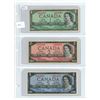 Image 1 : Lot of 3x1954 canaddian $1,$2 and $5 bills