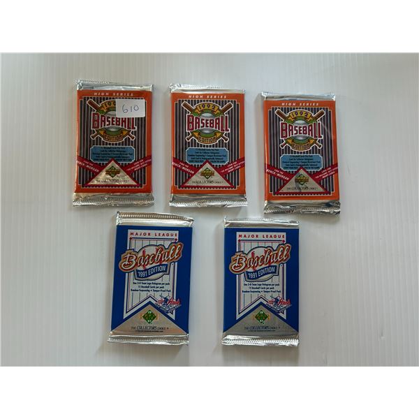 5 Unopened Upper Deck Baseball Packs