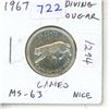 Image 1 : 1967 Canadian Silver Twenty Five Cents - Cameo, Diving Cougar