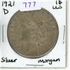 Image 1 : 1921 USA Silver Morgan Dollar - D