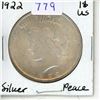 Image 1 : 1922 USA Silver Peace Dollar
