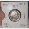 Image 1 : U.S. 1925S Buffalo Nickel. VG-8. Key Date.