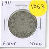 Image 1 : 1911 Canadian Silver 50 Cents. First issue for King George V. G-6.