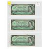 Image 1 : Set of 3 Consecutive Serial Number 1967 $1 notes with Serial Numbers. Beattie-Rasminksy signatures. 