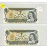 Image 1 : Set of 2 Consecutive Serial Number 1973 $1 notes. Crow-Bouey signatures. BAB Prefix. BC-46b. Serial 