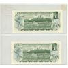 Image 2 : Set of 2 Consecutive Serial Number 1973 $1 notes. Crow-Bouey signatures. BAB Prefix. BC-46b. Serial 