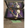 Image 1 : very rare and unique 1920 giesha make up kit - silk box orignial mirror and powder boxes - the botto