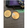 Image 5 : very rare and unique 1920 giesha make up kit - silk box orignial mirror and powder boxes - the botto