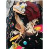 Image 1 : Unicorn panel is 1970 deadstock. the rest is new fabric - purple knit and peach poly statin are appr