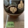 Image 5 : artisan signed primitive brown and clay pitcher - decorated wiht hand painted traditional scandi des