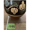 Image 6 : artisan signed primitive brown and clay pitcher - decorated wiht hand painted traditional scandi des