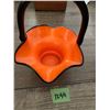 Image 2 : stunning 1960's orange glass basket - this is a beautiful and unique piece