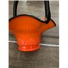 Image 5 : stunning 1960's orange glass basket - this is a beautiful and unique piece