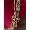 Image 3 : three necklaces- 1980 gold link African inspired multi variable shape bead necklace soft pink, cream