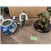 Image 1 : Very unique collection included green, blue and white green teapot, mud statue of fisherman, collect