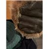 Image 3 : Vintage navy knit Calvary hat, green heavy knit with shaping, leather and fur hat. The fur fits smal