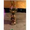 Image 1 : Very heavy small copper oil lamp with new wick and glass chimney