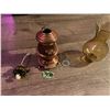 Image 3 : Very heavy small copper oil lamp with new wick and glass chimney