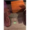 Image 5 : 1960 leather boots, cedar box and comb/mirror set