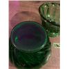 Image 5 : 1960 green cut glass bowls- small rose coloured glass vase five inches