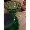 Image 6 : 1960 green cut glass bowls- small rose coloured glass vase five inches